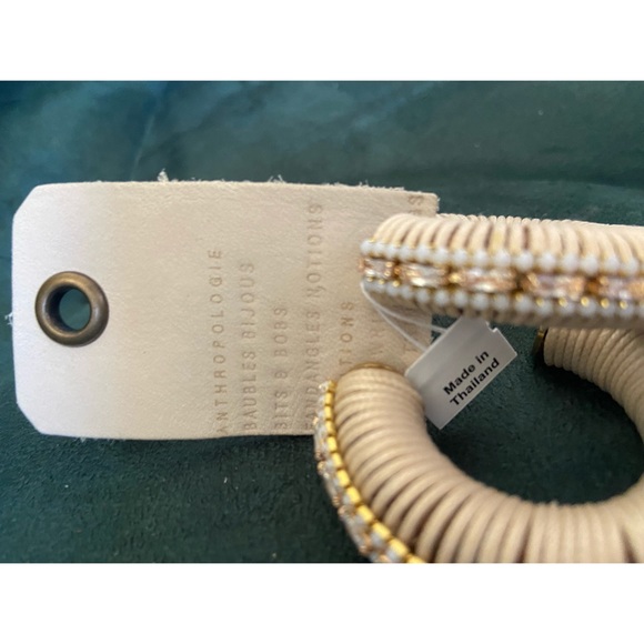 NEW! Anthropologie Embellished Wood Hoop Earrings - Picture 7 of 9